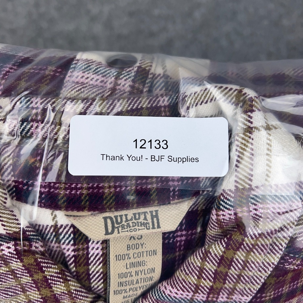 Duluth Shacket Womens XS Maroon Plaid Flapjack Flannel‎ Shirt Jac Quilted Lined - Picture 16 of 16